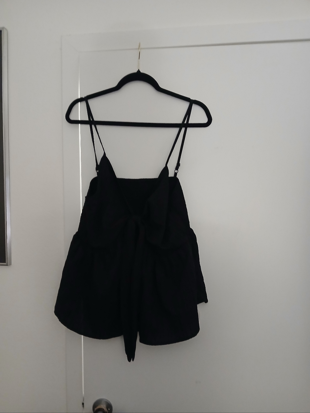 SHEIN Black Spaghetti-Strap Tie-Front Cami